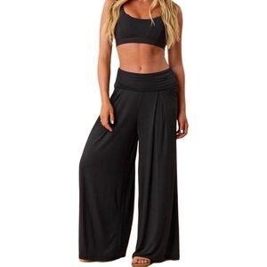 Blogilates Homebody Foldover Wide-Leg Pant - Size Medium - Black
